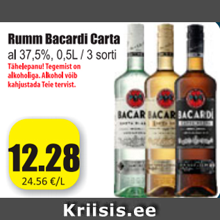 Allahindlus - Rumm Bacardi carta