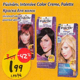 Allahindlus - Püsivärv, Intensive Color Creme, Palette