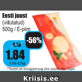 Allahindlus - Eesti juust (viilutatud) 500 g/ E-piim