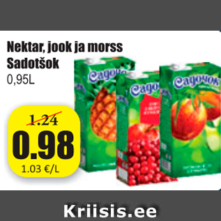 Allahindlus - Nektar, jook ja morss Šadotšok, 0,95 L