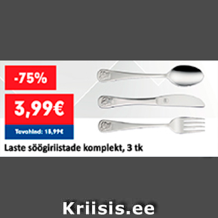 Allahindlus - Laste söögiriistade komplekt, 3 tk