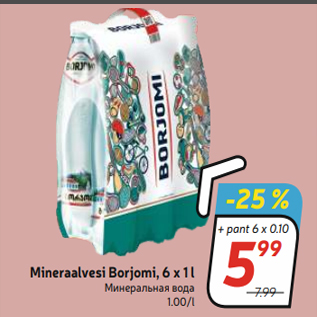 Allahindlus - Mineraalvesi Borjomi, 6 x 1 l