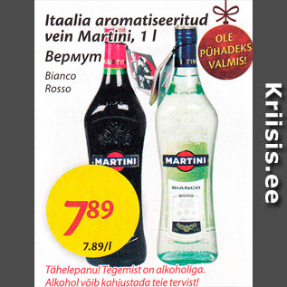 Allahindlus - Itaalia aromatiseeritud vein Martini, 1 l