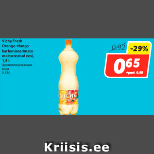 Allahindlus - Vichy Fresh Orange-Mango karboniseerimata maitsestatud vesi, 1,5 l