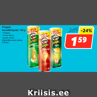 Allahindlus - Pringles kartulikrõpsud, 165 g