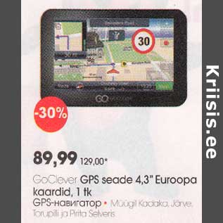 Allahindlus - GоСlеvеr GPS seade 4,3" Еurоорa kaardid, 1 tk