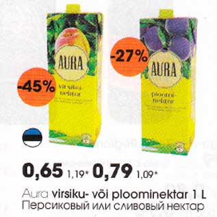 Allahindlus - Aura virsiku- või ploominektar l L