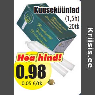 Allahindlus - Kuuseküünlad (1,5h) 20tk