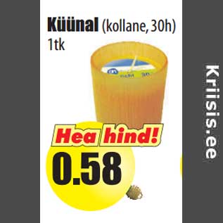 Allahindlus - Küünal(kollane, 30h) 1tk