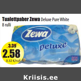 Allahindlus - Tualettpaber Zewa Deluxe Pure White 8 rulli