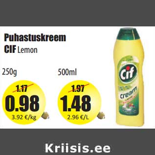 Allahindlus - Puhastuskreem CIF Lemon