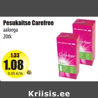 Allahindlus - Pesukaitse Carefree aaloega 20tk