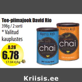 Allahindlus - Tee-piimajook David Rio 398g / 2 sorti