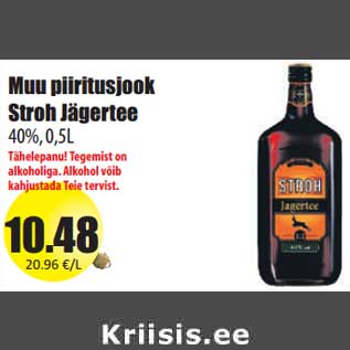 Allahindlus - Muu piiritusjook Stroh Jägertee 40%, 0,5L