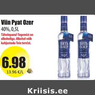 Allahindlus - Viin Pyat Ozer 40%, 0,5L