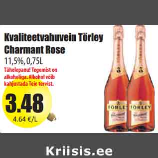 Allahindlus - Kvaliteetvahuvein Törley Charmant Rose 11,5%, 0,75L