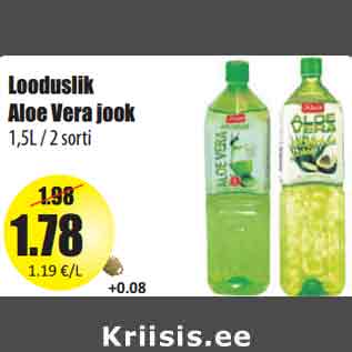 Allahindlus - Looduslik Aloe Vera jook 1,5L / 2 sorti