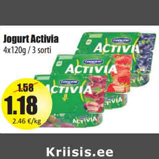 Allahindlus - Jogurt Activia 4x120g / 3 sorti