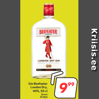 Allahindlus - Gin Beefeater London Dry, 40%, 50 cl