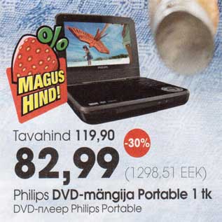 Allahindlus - Philips DVD-mängija Portable