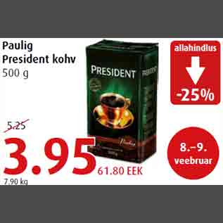 Allahindlus - Paulig President kohv 500 g