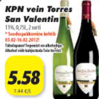 Allahindlus - KPN vein Torres San Valentin