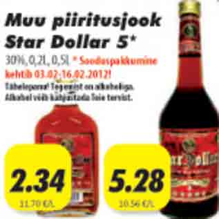 Allahindlus - Muu piiritusjook Star Dollar 5* 0,5l