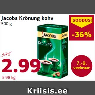 Allahindlus - Jacobs Krönung kohv 500 g