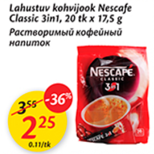 Allahindlus - Lahustuv kohvijook Nescafe Classic 3in1