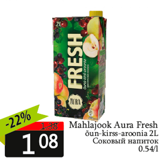 Allahindlus - Mahlajook Aura Fresh õun-kirss-aroonia 2L