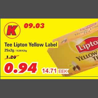 Allahindlus - Tee Lipton Yellow Label