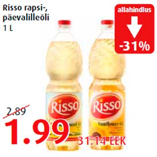 Allahindlus - Risso rapsi-, päevalilleõli 1 L