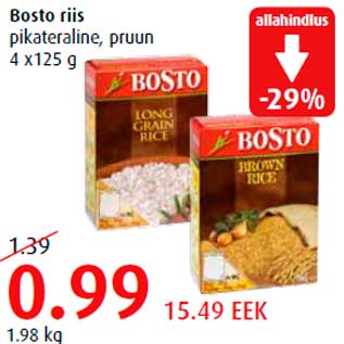 Allahindlus - Bosto riis pikateraline, pruun 4 x125 g