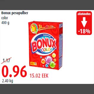 Allahindlus - Bonux pesupulber color 400 g