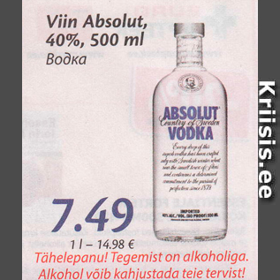 Allahindlus - Viin Absolut