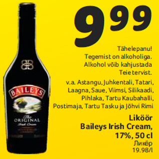 Allahindlus - Liköör Baileys Irish Cream, 17%, 50 cl