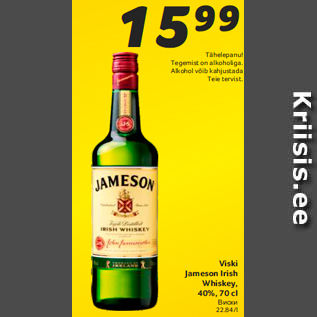 Allahindlus - Viski Jameson Irish Whiskey