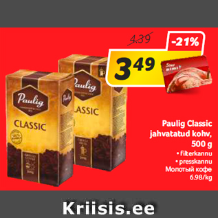 Allahindlus - Paulig Classic jahvatatud kohv, 500 g