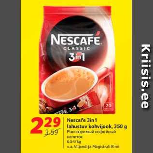 Allahindlus - Nescafe 3in1 lahustuv kohvijook, 350 g