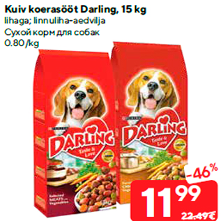 Allahindlus - Kuiv koerasööt Darling, 15 kg