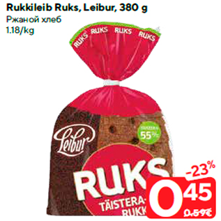 Allahindlus - Rukkileib Ruks, Leibur, 380 g