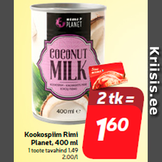 Allahindlus - Kookospiim Rimi Planet, 400 ml