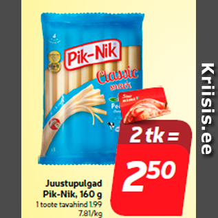 Allahindlus - Juustupulgad Pik-Nik, 160 g