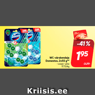 Allahindlus - WC-värskendaja Domestos, 2x55 g**