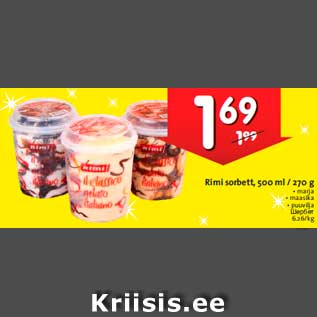 Allahindlus - Rimi sorbett, 500 ml / 270 g