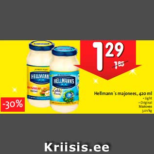 Allahindlus - Hellmann`s majonees, 420 ml