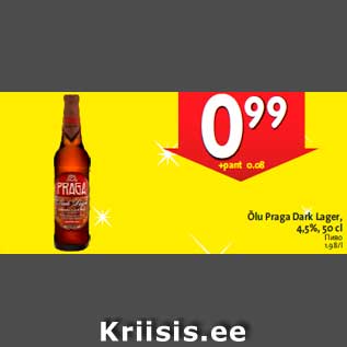 Allahindlus - Õlu Praga Dark Lager, 4,5%, 50 cl