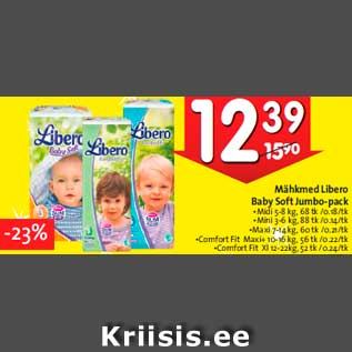 Allahindlus - Mähkmed Libero Baby Soft Jumbo-pack