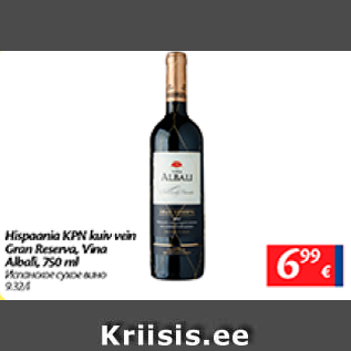 Allahindlus - Hispaania KPN kuiv vein Gran reserva, Vina Albali, 750 ml