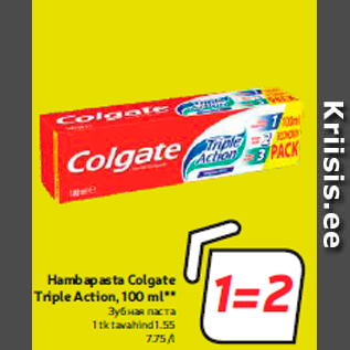 Allahindlus - Hambapasta Colgate Triple Action, 100 ml**